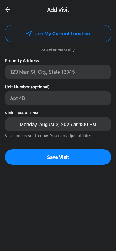 Property Notepad capturing notes and photos during a live showing